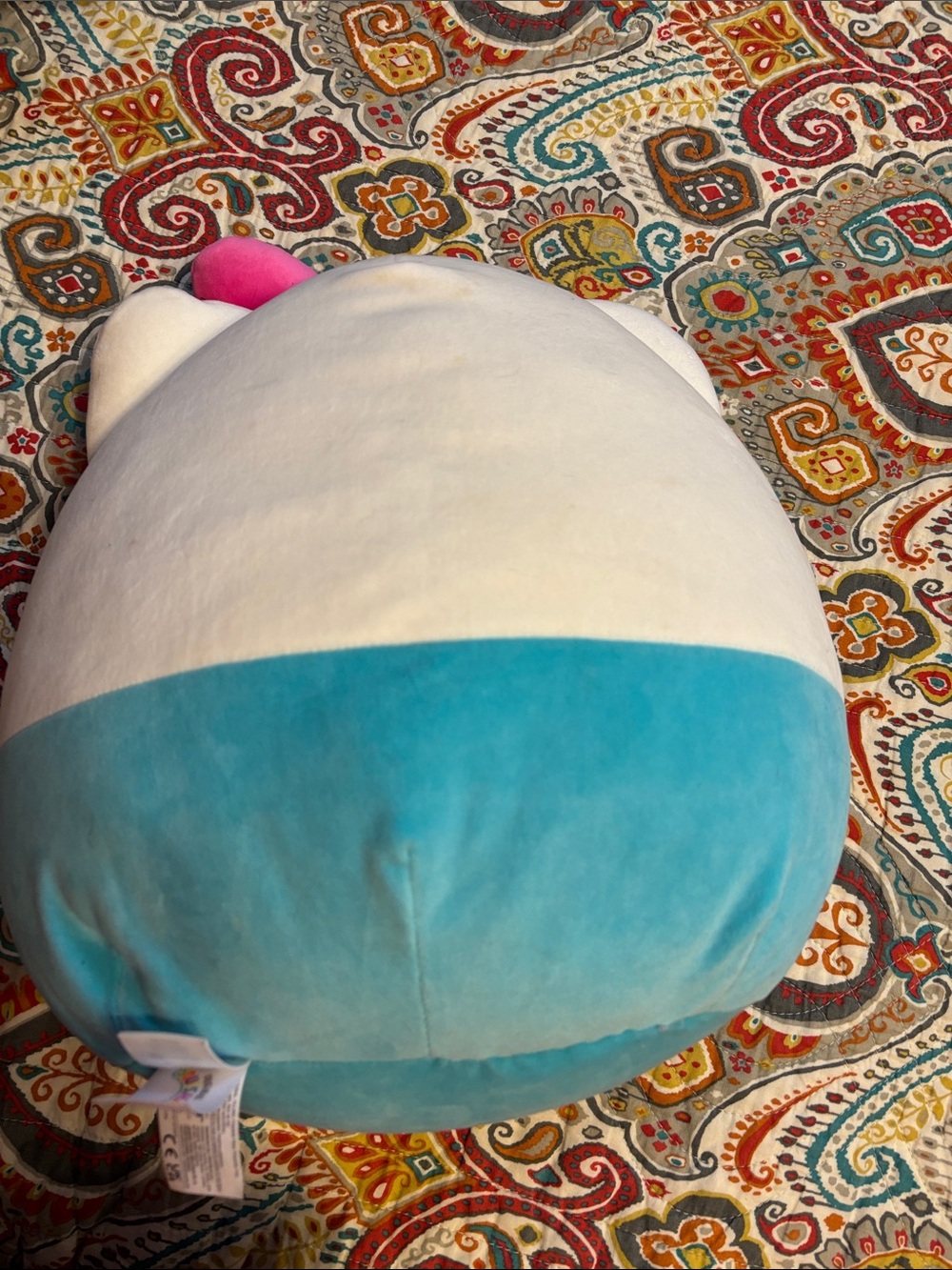 Hello Kitty Plush Face squishmallow Pillow - White, Pink & Aqua - Picture 2 of 11